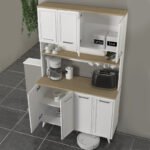 Έπιπλο κουζίνας Potter 4 Megapap χρώμα λευκό - rota oak 120x40x196,1εκ. - Image 4