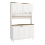 Έπιπλο κουζίνας Potter 4 Megapap χρώμα λευκό - rota oak 120x40x196,1εκ. - Image 5