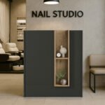 Γραφείο υποδοχής - reception Bonveno Megapap χρώμα ανθρακί - sepet oak 90x43,2x110εκ. - Image 5