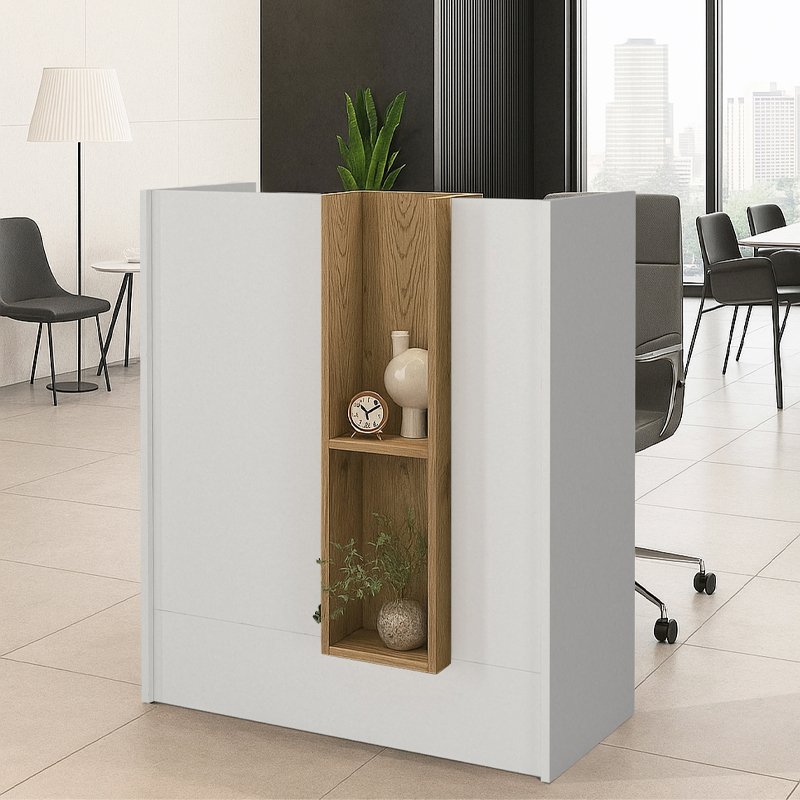 Γραφείο υποδοχής - reception Bonveno Megapap χρώμα λευκό - sepet oak 90x43 Βρες το Γραφείο υποδοχής - reception Bonveno Megapap χρώμα λευκό - sepet oak 90x43
