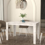 Τραπέζι Darlen Megapap χρώμα λευκό εφέ μαρμάρου 125x72x74εκ. - Image 4