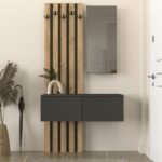 Βρες το Έπιπλο εισόδου Kanso Megapap χρώμα ανθρακί - sepet oak 100x35x196