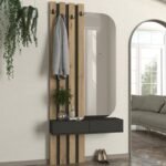 Έπιπλο εισόδου Reyas Megapap χρώμα ανθρακί - sepet oak 90x27x205,6εκ. - Image 3