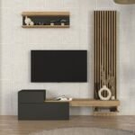 Σύνθεση τηλεόρασης Dumont Megapap χρώμα ανθρακί - sepet oak 180x36,8x200εκ. - Image 4