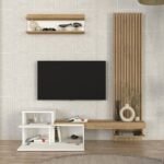 Σύνθεση τηλεόρασης Dumont Megapap χρώμα λευκό - sepet oak 180x36,8x200εκ. - Image 5