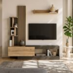 Σύνθεση τηλεόρασης Vermont Megapap χρώμα ανθρακί - sepet oak 180x40x193,8εκ. - Image 5