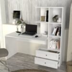 Γραφείο εργασίας Mantra Megapap χρώμα λευκό 150x60x152εκ. - Image 3