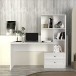 Γραφείο εργασίας Mantra Megapap χρώμα λευκό 150x60x152εκ. - Image 5