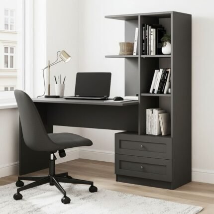 Βρες το Γραφείο εργασίας Mantra Megapap χρώμα ανθρακί 150x60x152εκ. σε μοναδική τιμή στο clickforshop.gr