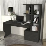 Γραφείο εργασίας Mantra Megapap χρώμα ανθρακί 150x60x152εκ. - Image 2