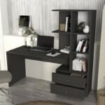 Γραφείο εργασίας Mantra Megapap χρώμα ανθρακί 150x60x152εκ. - Image 3