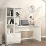 Γραφείο εργασίας Mantra Megapap χρώμα λευκό 155x60x152εκ. - Image 2