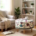 Σκαμπώ Rimini Megapap υφασμάτινο πολύχρωμο 65x65x40εκ. - Image 2