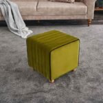 Σκαμπώ Mona Megapap βελούδινο χρώμα πράσινο 40x40x40εκ. - Image 2