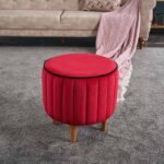 Σκαμπώ Lindy Megapap βελούδινο χρώμα κόκκινο 40x40x40εκ. - Image 2