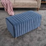 Σκαμπώ Mabel Megapap βελούδινο χρώμα μπλε 80x40x40εκ. - Image 2