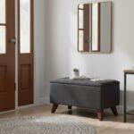 Σκαμπώ - Ταμπουρέ Lotus Megapap βελούδινο χρώμα ανθρακί 90x40x50εκ. - Image 3