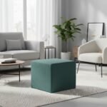 Σκαμπώ April Megapap βελούδινο χρώμα κυπαρισσί 40x40x40εκ. - Image 2