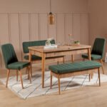 Καναπές διθέσιος - Παγκάκι Alden Megapap από μελαμίνη - ύφασμα χρώμα πράσινο 110x40x85εκ. - Image 2