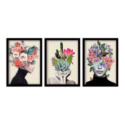 Βρες το Πίνακας "Flower Girls" Megapap 3 τμχ. σε πλαίσιο 35x45x2εκ. σε μοναδική τιμή στο clickforshop.gr