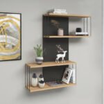 Βρες το Ραφιέρα τοίχου Destan Megapap χρώμα ανθρακί - φυσικό οξιάς 65x19x96εκ. σε μοναδική τιμή στο clickforshop.gr