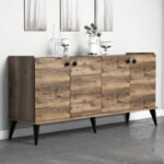 Βρες το Μπουφές Lidya Megapap χρώμα καρυδί - μαύρο εφέ μαρμάρου 182x41x82