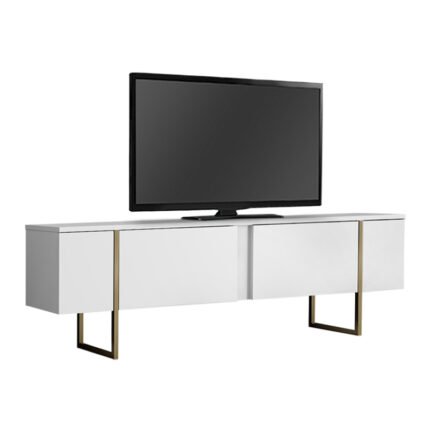 Βρες το Έπιπλο τηλεόρασης Luxe Megapap χρώμα λευκό - χρυσό 180x30x50εκ. σε μοναδική τιμή στο clickforshop.gr