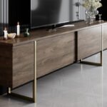 Έπιπλο τηλεόρασης Luxe Megapap χρώμα καρυδί - χρυσό 180x30x50εκ. - Image 5