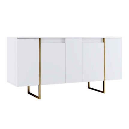 Βρες το Μπουφές Luxe Megapap χρώμα λευκό - χρυσό 160x35x80εκ. σε μοναδική τιμή στο clickforshop.gr