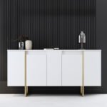 Μπουφές Luxe Megapap χρώμα λευκό - χρυσό 160x35x80εκ. - Image 2