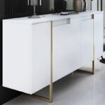 Μπουφές Luxe Megapap χρώμα λευκό - χρυσό 160x35x80εκ. - Image 4