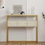 Κονσόλα Guarda Megapap χρώμα μπεζ travertine - χρυσό 100x29x90εκ. - Image 3