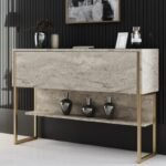 Βρες το Μπουφές Luxe Megapap χρώμα travertine - χρυσό 120x30x80εκ. σε μοναδική τιμή στο clickforshop.gr