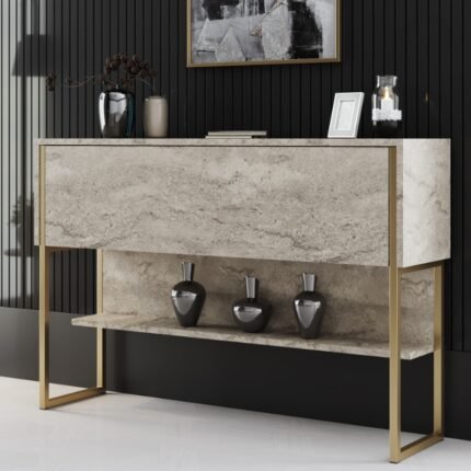 Βρες το Μπουφές Luxe Megapap χρώμα travertine - χρυσό 120x30x80εκ. σε μοναδική τιμή στο clickforshop.gr
