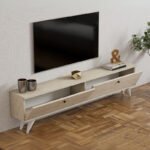 Έπιπλο τηλεόρασης Paris Megapap χρώμα travertine 160x25x35εκ. - Image 2