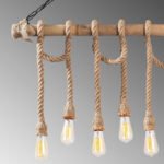 Φωτιστικό οροφής Giza Megapap E27 ξύλο - σχοινί εξάφωτο χρώμα φυσικό 80x8x90εκ. - Image 4