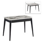 Βρες το Τραπέζι Dolunay Megapap επεκτεινόμενο χρώμα λευκό εφέ μαρμάρου - μαύρο 100x60(120x100)x79