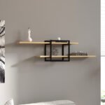 Βρες το Ραφιέρα τοίχου Mone Megapap χρώμα sapphire oak - μαύρο 120x18x30εκ. σε μοναδική τιμή στο clickforshop.gr