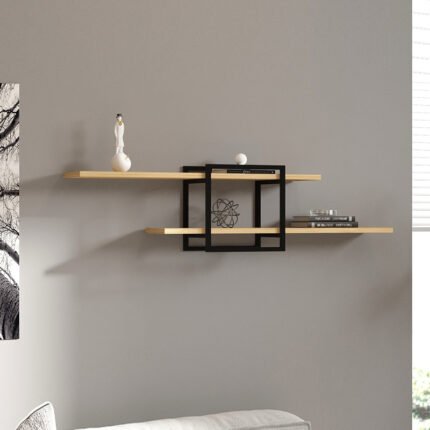 Βρες το Ραφιέρα τοίχου Mone Megapap χρώμα sapphire oak - μαύρο 120x18x30εκ. σε μοναδική τιμή στο clickforshop.gr