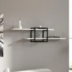 Βρες το Ραφιέρα τοίχου Mone Megapap χρώμα λευκό - μαύρο 120x18x30εκ. σε μοναδική τιμή στο clickforshop.gr