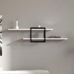 Ραφιέρα τοίχου Mone Megapap χρώμα λευκό - μαύρο 120x18x30εκ. - Image 2