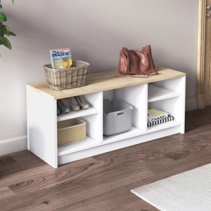 Βρες το Παπουτσοθήκη London Megapap χρώμα λευκό - sapphire oak 100x35x40εκ. σε μοναδική τιμή στο clickforshop.gr