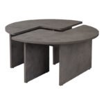 Τραπεζάκι σαλονιού σετ 2 τμχ Moira Megapap χρώμα γκρι σκυροδέματος Ø90x41εκ. - Image 3