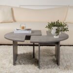 Τραπεζάκι σαλονιού σετ 2 τμχ Moira Megapap χρώμα γκρι σκυροδέματος Ø90x41εκ. - Image 4