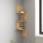 Βρες το Ραφιέρα τοίχου γωνιακή Zikzak Megapap χρώμα sapphire oak 25x25x105