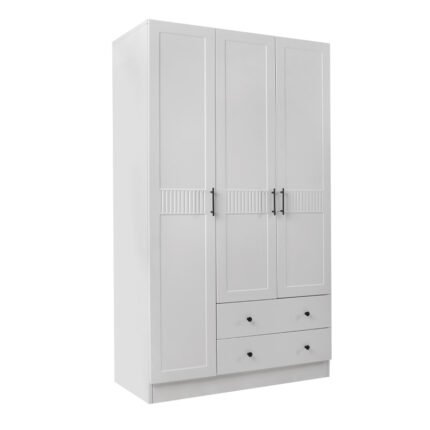 Βρες το Ντουλάπα ρούχων Jenna Megapap τρίφυλλη με συρτάρια χρώμα λευκό 105x50x182εκ. σε μοναδική τιμή στο clickforshop.gr