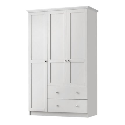 Βρες το Ντουλάπα ρούχων Emily Megapap τρίφυλλη με συρτάρια χρώμα λευκό 105x50x210εκ. σε μοναδική τιμή στο clickforshop.gr