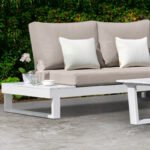 Σαλόνι κήπου γωνιακό Lyra Megapap σετ 3 τμχ μέταλλο - ξύλο χρώμα λευκό - Image 2