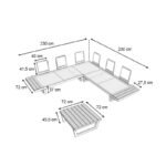 Σαλόνι κήπου γωνιακό Lyra Megapap σετ 3 τμχ μέταλλο - ξύλο χρώμα λευκό - Image 4