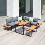 Βρες το Σαλόνι κήπου γωνιακό Artemis Megapap σετ 4 τμχ μέταλλο - ξύλο χρώμα μαύρο - καρυδί σε μοναδική τιμή στο clickforshop.gr